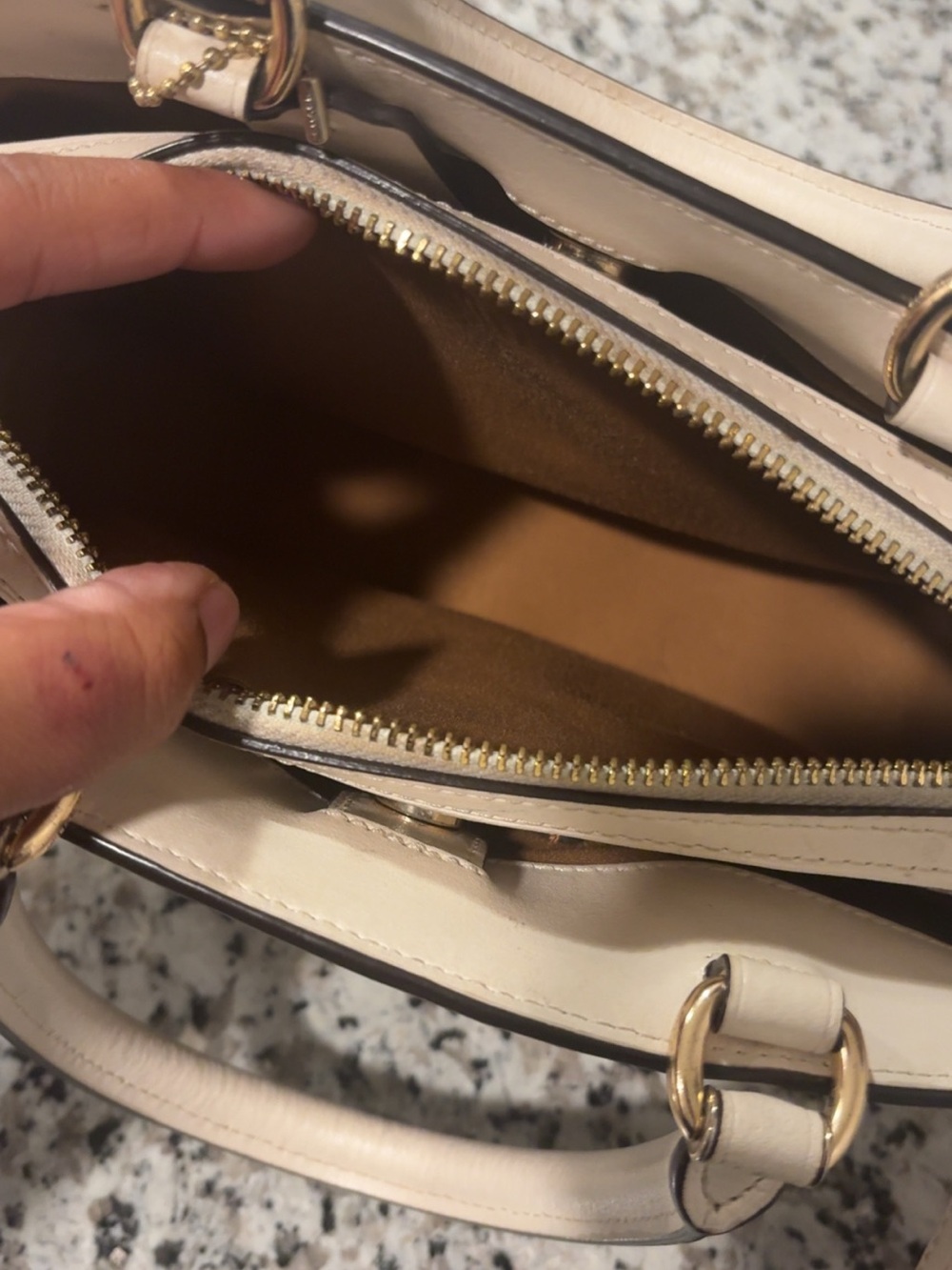 Coach Beige Signature Dome Satchel with Pale Pink Trim - Picture 3 of 3